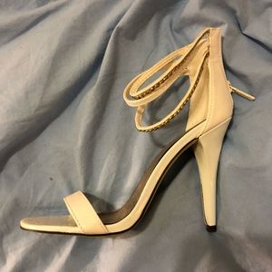 White sandal heels